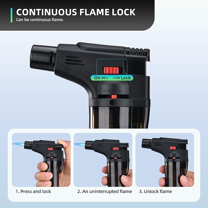 Torch Lighter, 5 Pack, Butane Lighters, Windproof Butane Refillable Jet Torch Flame Gas Lighter, Multi Utility Lighters for Candles Fireplaces Campfires BBQ Grill Pilot Lights (Without Fuel)