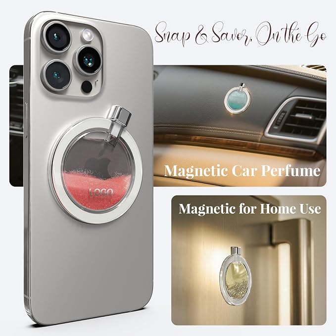 Magnetic Perfume Diffuser for Phone & Home, Portable Fragrance Dispenser with Refillable Container, Essential Oil & Perfume Holder for Car, Office, Bedroom, Gifts for Women & Men