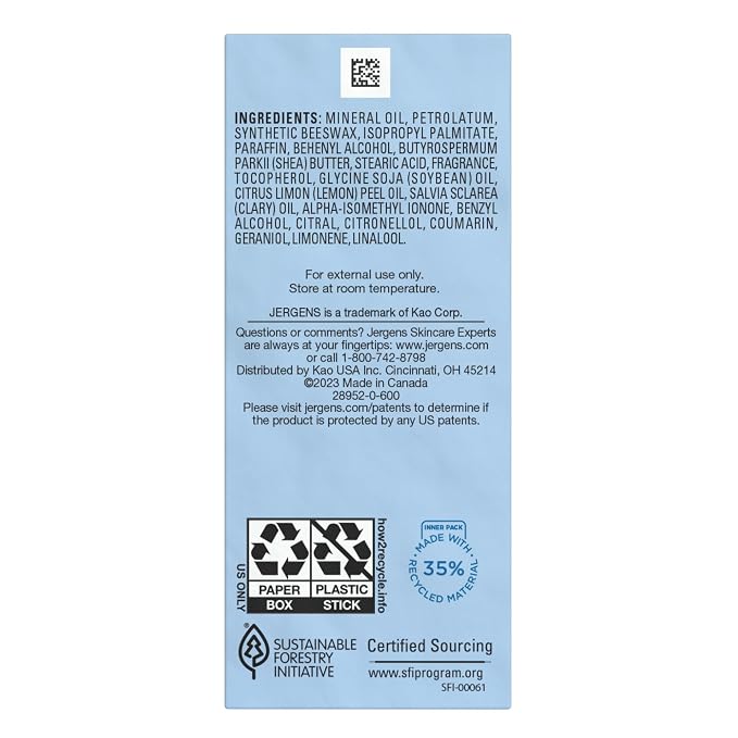 Jergens De-Stress Essential Oil-Scented Stick, Aromatherapy Stick with Lemon and Clary Sage Essential Oils, 0.9 Oz