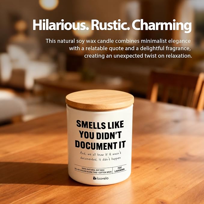 Smells Like You Didn’t Document It Funny Office Gifts for Boss Coworker HR Human Resource Scented Candle Home Office Jar Candle Soy Wax (7 oz, Lavender)