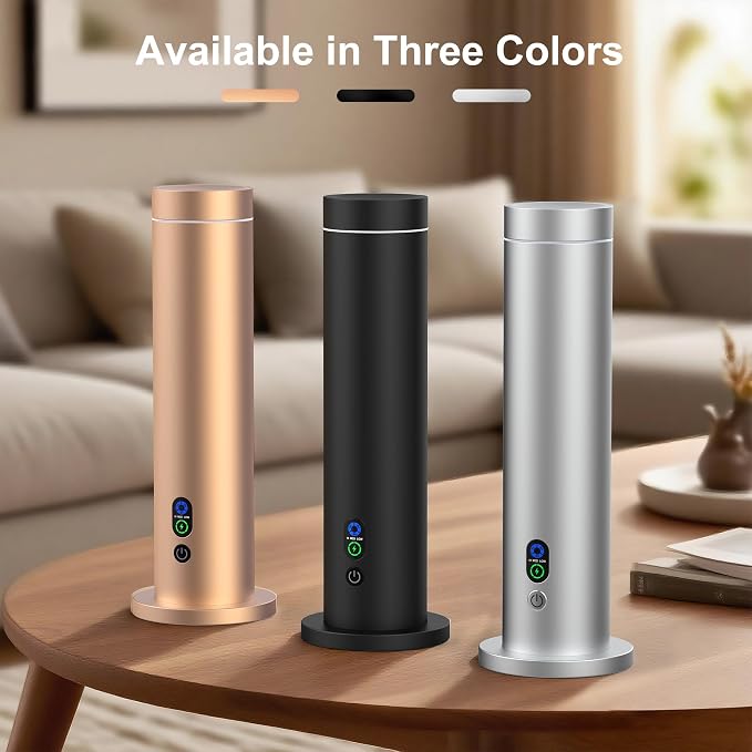 Maromalife Waterless Diffuser, Essential Oil Diffuser, 1000 Sq.Ft Coverage Scent Diffuser – Plug-in Only, Adjustable Mist, Remote, Mood Lights for Home & Office, Large Room, Hotel, Gold
