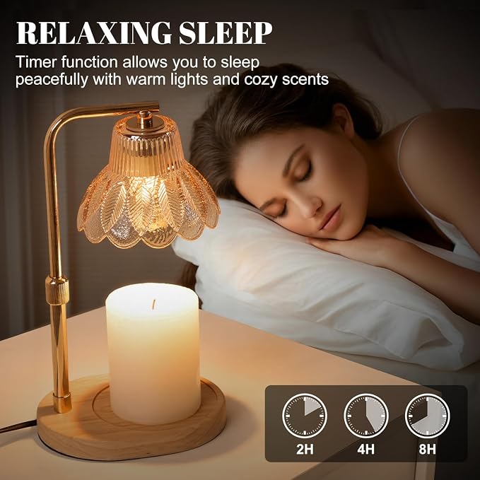 Candle Warmer Lamp with Timer and Dimmer-Adjustable Height Candle Lamp Warmer,New Home Gift Ideas,Brithday Gifts for Women Mom,Candle Light Warmer,Home Decor