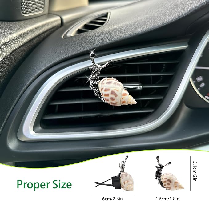 ORIESSE Snail Air Vent Clip Natural Conch Shell Made Car Air Freshener Outlet Clip Cute Animal Car Accessories for Women Refillable Car Diffusers Clips (White Yellow)
