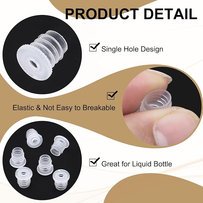 PATIKIL Bottle Adapter 0.28"/7mm Press in Plugs Clear 25Pcs, 0.12" Hole | for Oral Dispenser Liquid Oil Plastic Glass Bottles Stopper