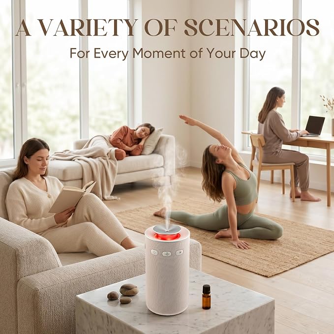 Stillstorm Waterless Diffuser for Essential Oil, Portable Aromatherapy Diffuser, Car Air Freshener with 8 Light Colors, Fabric Material Scent Air Machine for Home, Office, Essential Oils Excluded