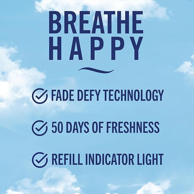 Febreze Plug In Air Freshener, Odor-Fighting Scented Oil Starter Kit, Air Fresheners for Home and Bathroom and Kitchen, Long Lasting for Strong Odors, Linen & Sky Scent, Warmer + 2 Refill
