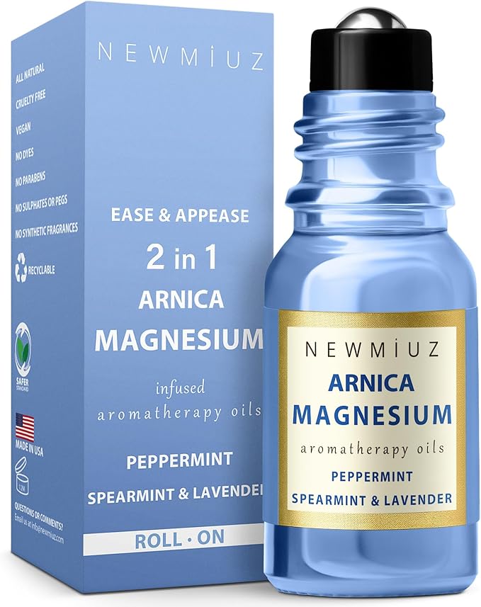 Migraine Roll on Stick Headache Magnesium Arnica Montana Oil Peppermint Eucalyptus Lavender Spearmint Essential Oil Stress Relief Gifts for Women