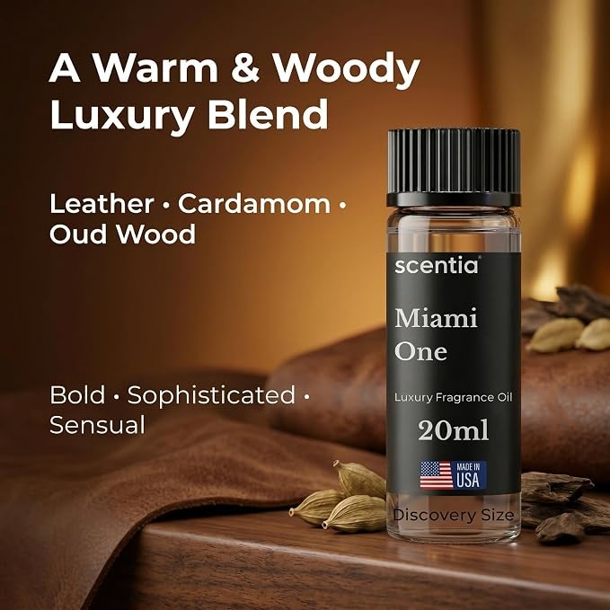 Scentia Miami One (My Way) Aromatherapy Oil for Diffuser – Hotel Scent Inspired by 1 Hotel Miami Beach – 20 mL – Lemon, Sandalwood & Cedar Natural Fragrance Oil for Waterless & Cold Air Diffusers