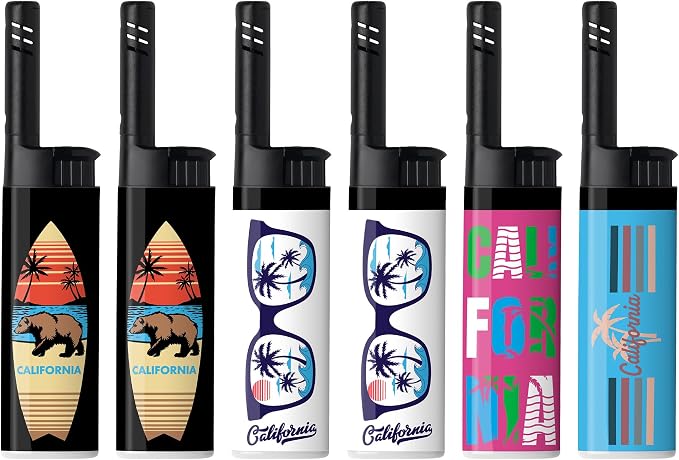 BIC EZ Reach Candle Lighter, The Ultimate Lighter with Wand for Candles, Colorado, Assorted Designs, 6 Count Pack of Lighters (California)
