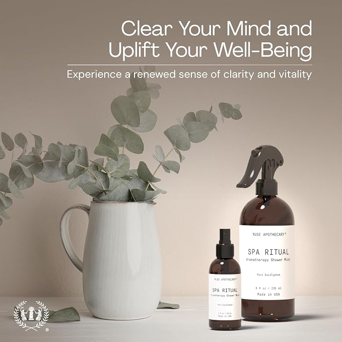 Muse Apothecary Spa Ritual Pure Eucalyptus Oil Shower Mist - Eucalyptus Spray for Shower, Spa, Bath, and Linen - Aromatherapy Eucalyptus Essential Oil Spray - 2oz, 2 Pack