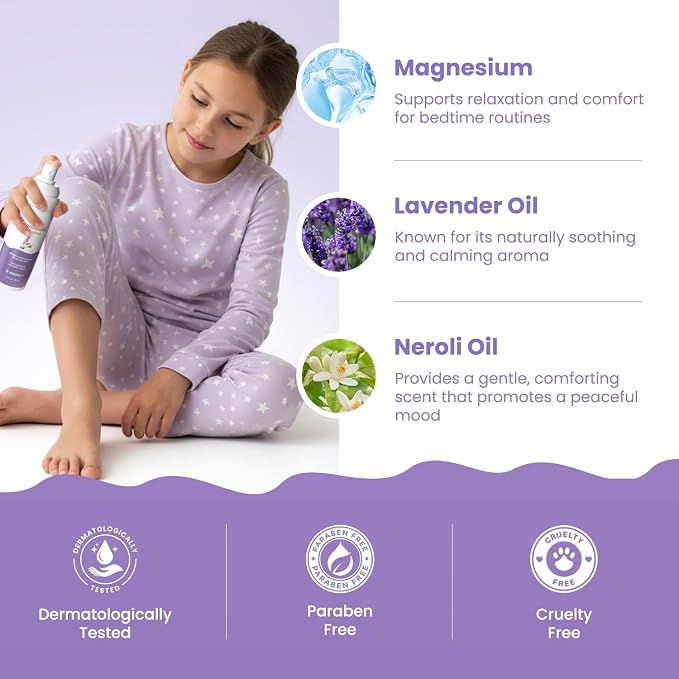 Vigority Kids Magnesium Spray with Lavender & Neroli – Lightweight Magnesium Body Mist for Legs, Feet, Pillow & Room – Gentle Bedtime Spray for Kids Evening Routines (6.8 fl. oz.)