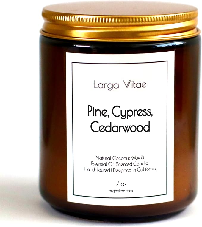 Organic Coconut Wax Aromatherapy Candle | Pine, Cypress & Cedarwood | Non-Toxic, Pet Safe, Allergy Friendly | Phthalate Free | Zero Waste Sustainable Gift