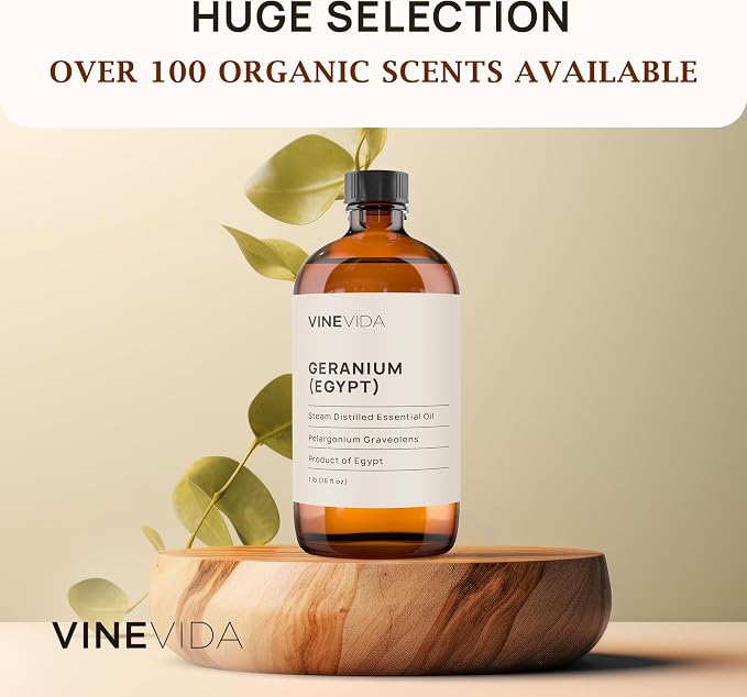 VINEVIDA Geranium (Egypt) Essential Oil 16 oz - Undiluted Candle Oil Scent for DIY Candlemaking - Bulk Oil for Soap Making