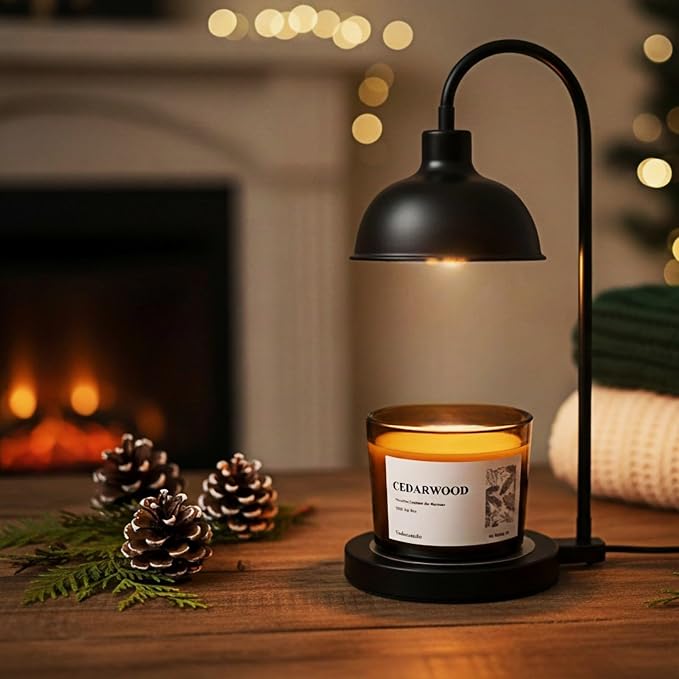 VOHO Cedar Wickless Candles Ideal for Candle Lamp Warmer, 9oz Soy Candle with Stirring Spoon & Lid, Cedarwood Wickless Candles for Candle Warmer Lamp, Winter Holiday Gifts for Men & Home Scented
