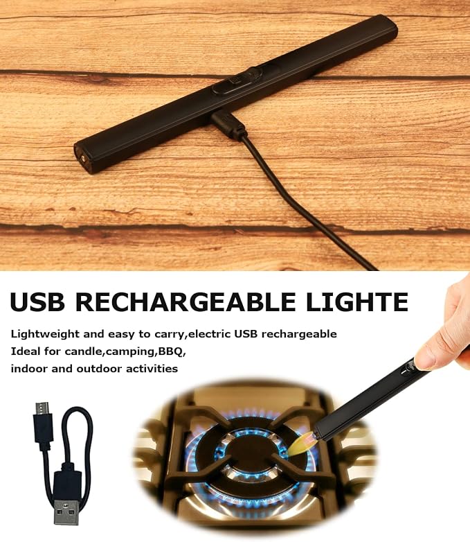 4 IN 1 Candle Wick Trimmer, Electric Candle Lighter Rechargeable, Candle Snuffer, Candle Wick Cutter, Candle Wick Dipper Accessory Candle Making Kit,with Portable Bag for Gifts Candle Lovers (Black)