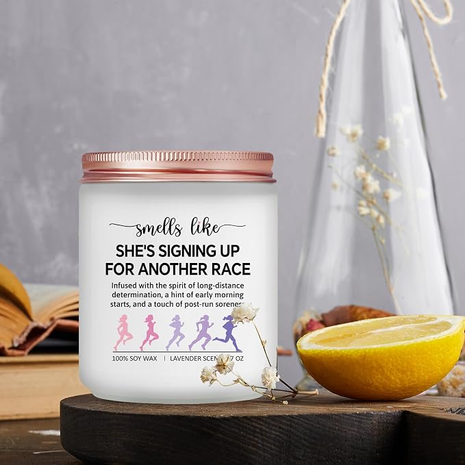 Marathon Runner Gifts for Women - Cool Running Gift Ideas for Runners - NYC, Half, Track and Field, Cross Country, 5K 10K Run Marathon Essentials - Lavender Scented Candle
