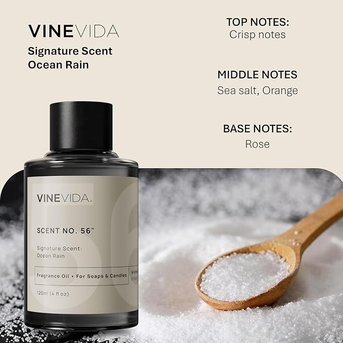 VINEVIDA [4oz] Ocean Rain Fragrance Oil for Candle Making and Soap Making - Premium Candle Scents for Soy Candles