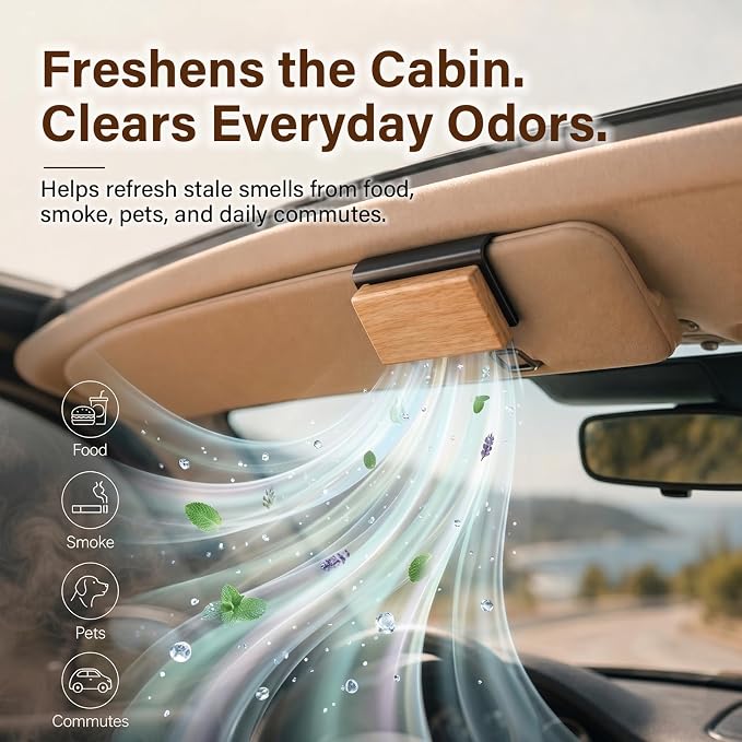 Car Air Freshener 4 Pack, Natural and Long-Lasting Scent for Vehicles, Reusable Visor Clip Diffuser for Truck, SUV, Car Odor Eliminator