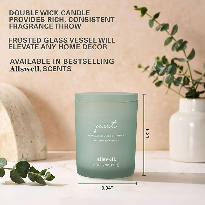 Frosted Scented 2 Wick Candles AW (Quiet (Rainwater + Aloe + Moss))