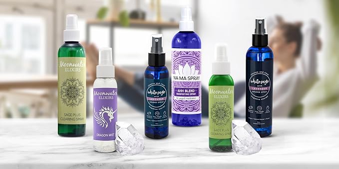 White Sage Smudge Spray for Spiritual Cleansing & Aura Protection, Sage & Lavender Smudging Spray - Cleansing Negative Energy & Protection, Moonwater Elixirs Aromatherapy Room Mist 2X 4oz