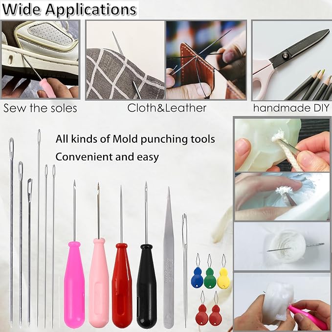 119PCS Candle Making Kit Mold Punch Needle with Hook Eye,Candle Wick Inserting Tool for Molds Long Wick Needle for Candle Making,Candle Wick Roll 200 Ft 24 Wick Spool,100 Piece 6" Natural Candlewick