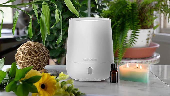 MAJESTIC PURE USB Essential Oil Diffuser, Portable Aromatherapy Diffuser, Travel Size, Auto Shut-Off for Spa Room, Home, Office, Bedroom - BPA Free, 120 ml White