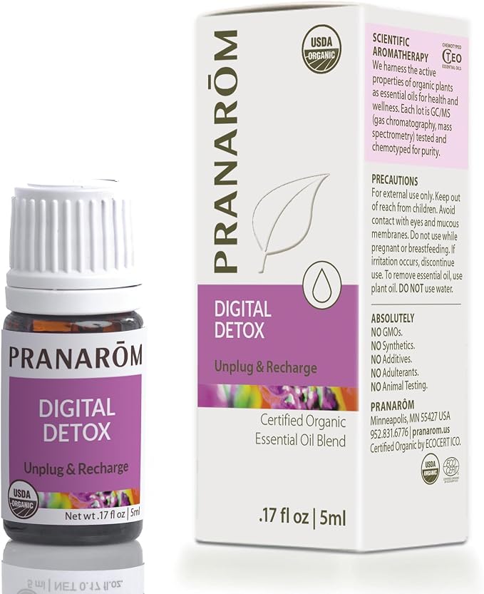 Pranarom - Digital Detox Wellness Blend 5ml - for Tech-Savvy Individuals - Diffusing for Relaxation Ambiance - 100% Pure, Certified Organic Essential Oils