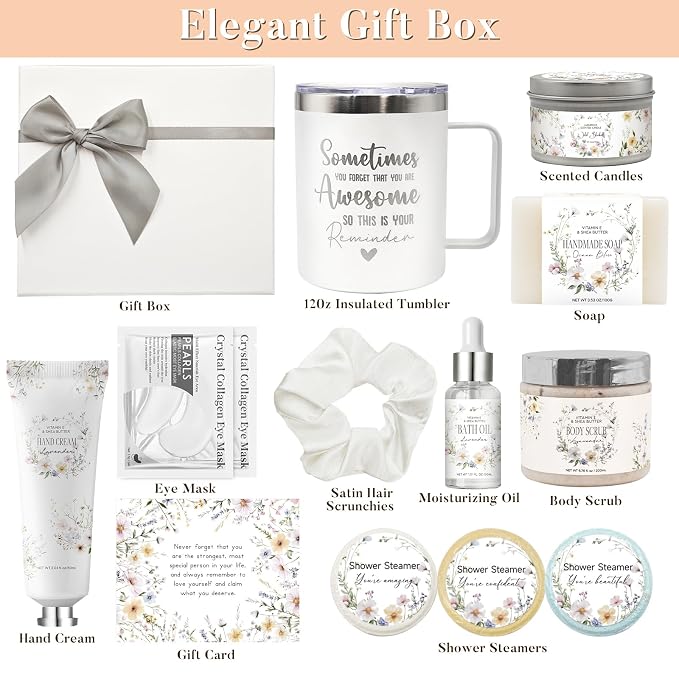 Spa Gifts for Women 10Pcs Mothers Day Gifts Happy Birthday Gift Baskets, Christmas Relaxing Home SPA Kit Bath Set Self Care Package Thank You Box for Mom Her Sister Teacher Friends Friendship