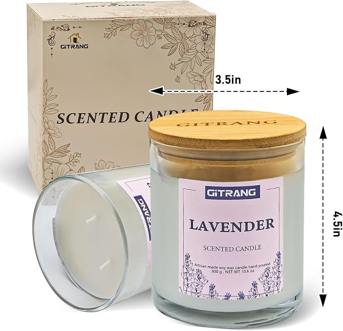 Lavender Scented Candle, 21 oz Soy Wax Candles for Home Aromatherapy, Relaxation Gifts for Women, Long Lasting Time (160-180 Hrs) for Bedroom Yoga Garden Patio Birthday Party,Set of 2