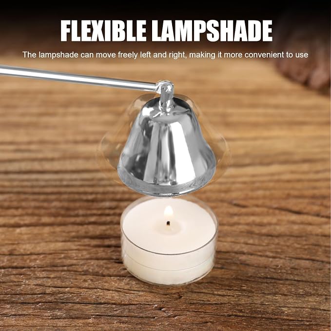 Candle Snuffer, Candle Snuffers Wick Snuffer, Candle Accessory, Extinguish Candle Flame Safely with Long Handle Putting Out Fire, Candle Extinguisher Tool (Silvery)