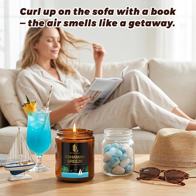 Scented Candles Set, 4 Pack Soy Candles for Home Scented, Candle Gifts for Women Men, 28oz 200 Hours Burn, Scents of Pineapple Cocktail/Coconut Vanilla/Pink Sands/Bahamian Breeze
