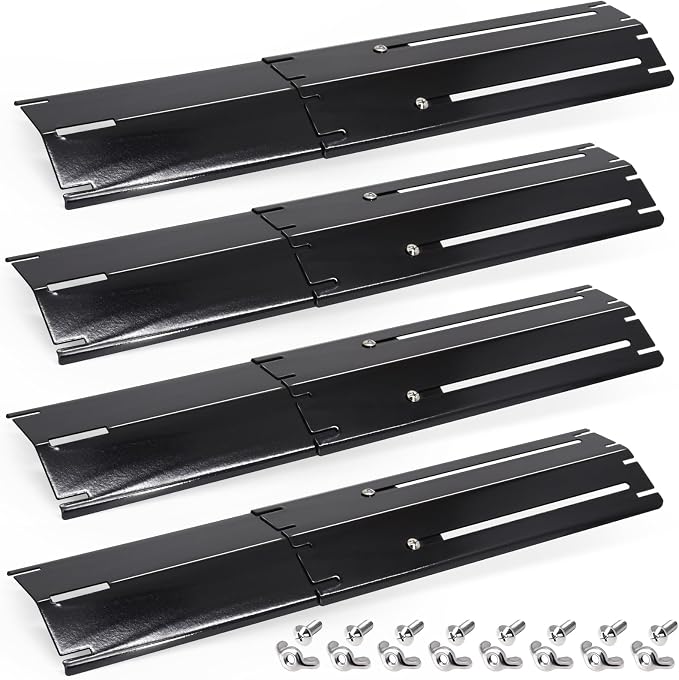 Adjustable Grill Heat Plates For Nexgrill, Dyna Glo, Charbroil, Brinkmann Grill Replacement Parts, Universal Heat Shields, Heat Tents, Burner Covers, Grill Guard, Heat Deflector, Heat Diffuser 4 Pack.