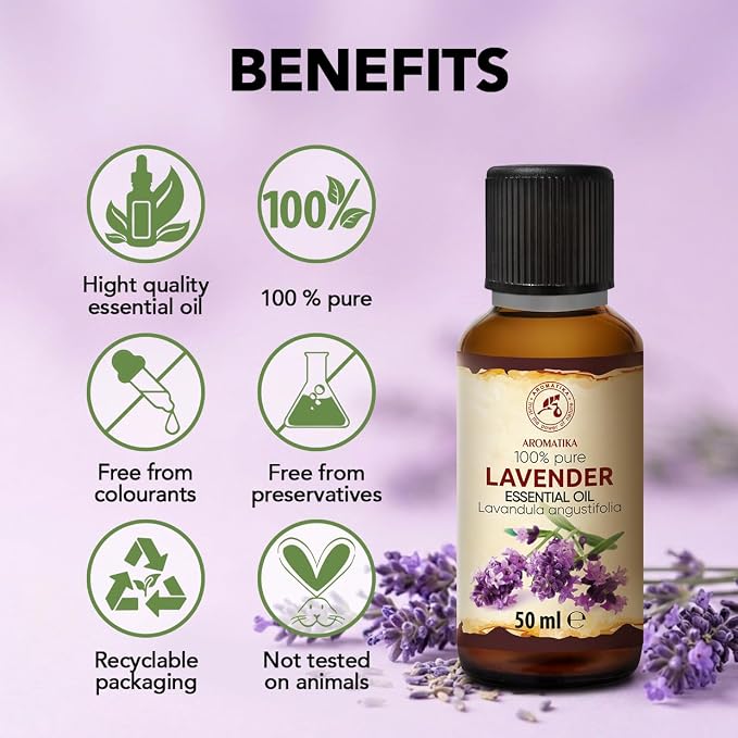 Lavender Essential Oils 1.7 Fl Oz for Diffusers - Aromatherapy - Pure Lavender Oil - Fragrance Oil for Sleep - Skin Care - Body - Hair