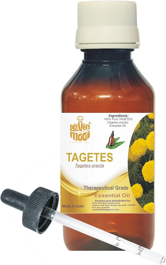 LEVENMOOI Tagetes (Tagetes erecta) Pure & Natural Therapeutic Grade Essential Oil Glass with Dropper (30ml)