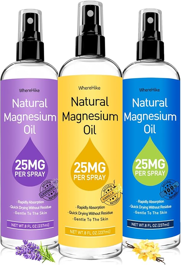 Stilip Magnesium Spray, Pure Magnesium Oil Spray for Feet,Ideal Gift for Muscle Relaxation&Better Sleep,Rapid Absorption,Quick Drying Without Residue-Vanilla
