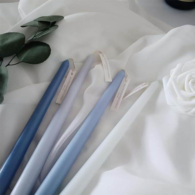 Scented Taper Candlesticks, 10 Inch Dripless Colorful Candle Sticks - Blue Scent, Pack of 12