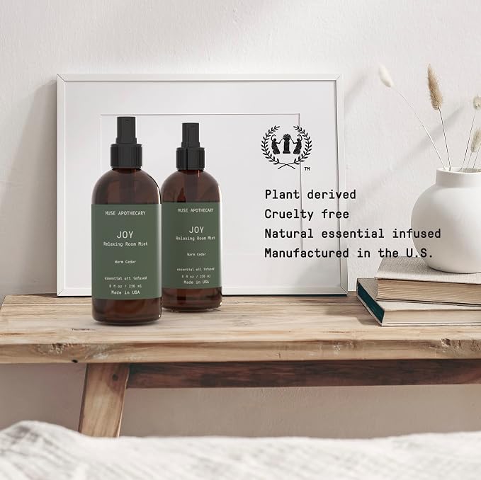 Muse Apothecary Room Ritual - Botanical Collection - Christmas Room Spray, Aromatic and Relaxing Room Mist, Air Freshener Spray, Infused with Natural Aromatherapy Essential Oils - 8 oz, Warm Cedar
