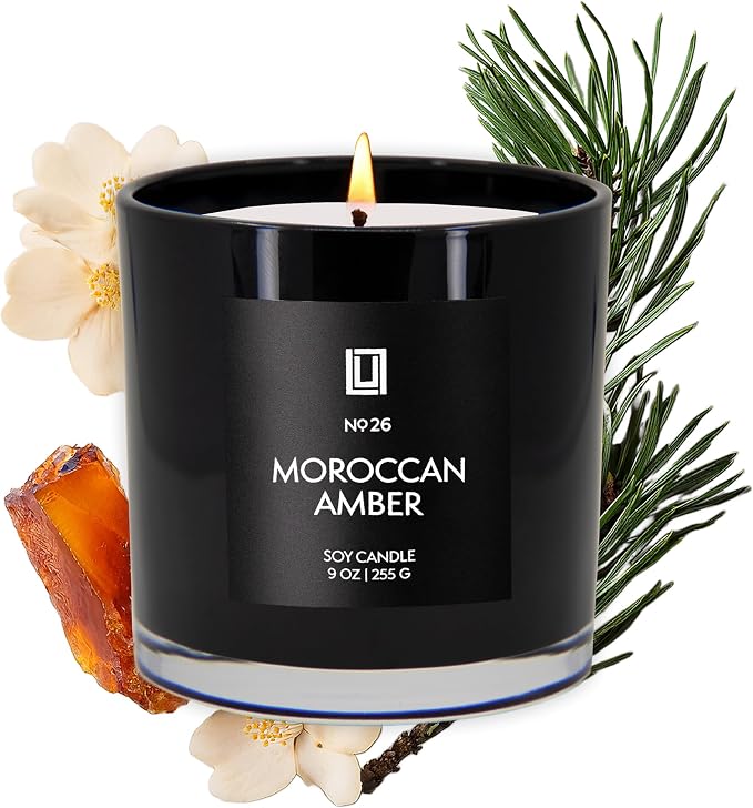 Lulu Candles | Moroccan Amber | Smells Musky & Floral | Luxury Scented Soy Jar Candle | Hand Poured in The USA | Highly Scented Long Lasting (9 Oz.)