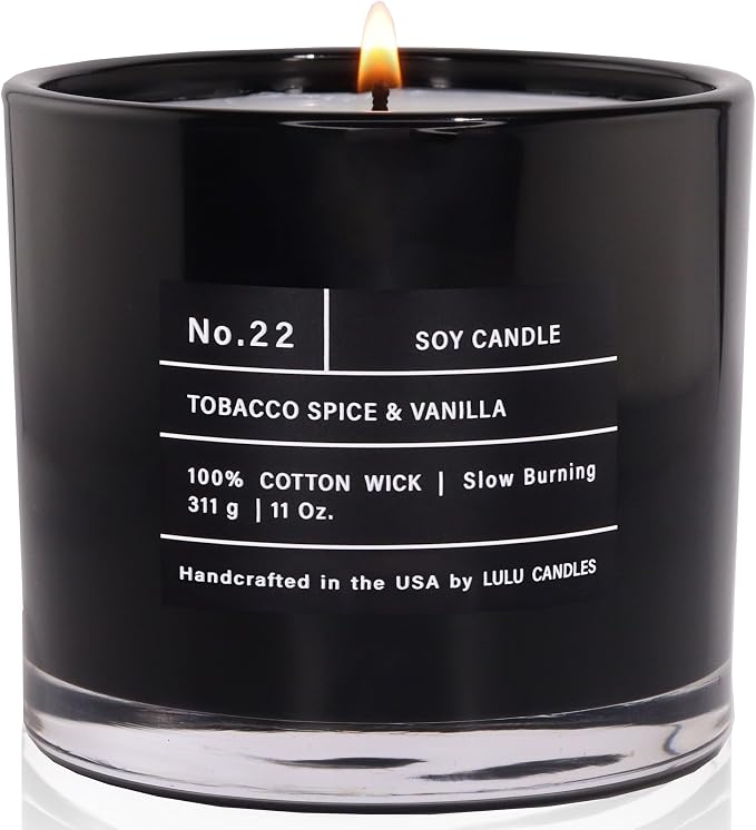 Lulu Candles | Tobacco, Spice & Vanilla | Luxury Scented Soy Jar Candle | Hand Poured in The USA | Highly Scented & Long Lasting |11 Oz.