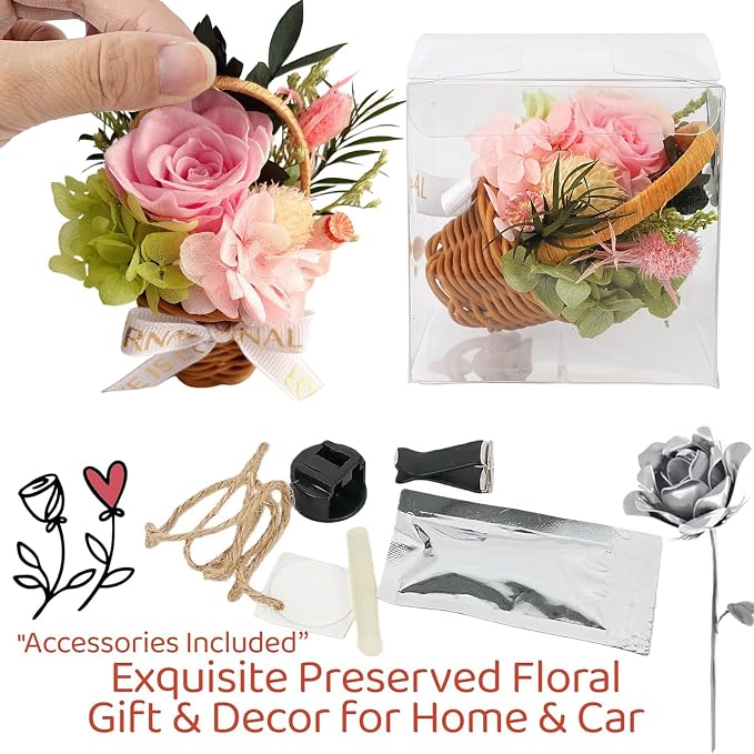 Small Bouquet Car Air Freshener Vent Clips Mini Fresh Flower Bouquet Air Conditioning Outlet Perfume Clip Decoration Essential Oil Diffuser Vent Clip Auto Interior Accessories for Car Decor