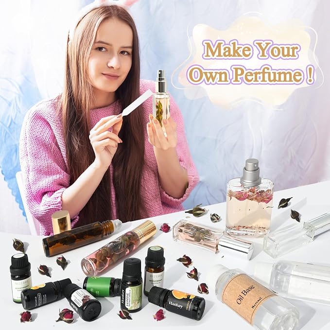 JUYRLE Perfume Making Kit- DIY Roller Perfume Making Kits for Women, Make Your Own Scent with Essential Oil, Bottle, Roller Fragrance Set, Fragrance Gifts for Women Girls