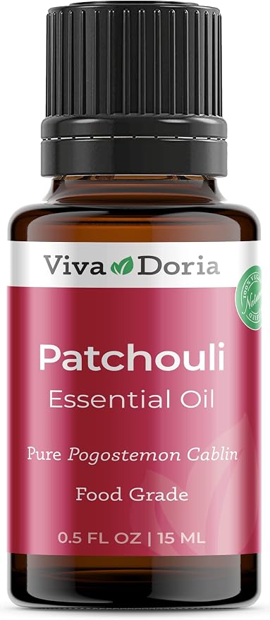 Viva Doria Patchouli Essential Oil, 100% Pure, Natural Essential Oil, Undiluted, for Aromatherapy | Food Grade, 15 mL (0.5 Fluid Ounce)