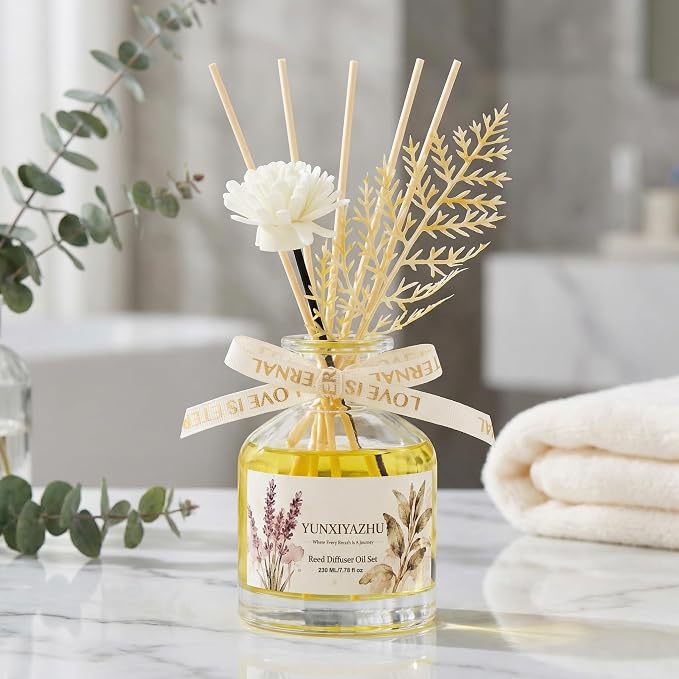 Reed Diffuser, Lavender, 7.78 fl oz, Oil-Based Alcohol-Free Waterless Flameless Pet-Friendly Home Scent