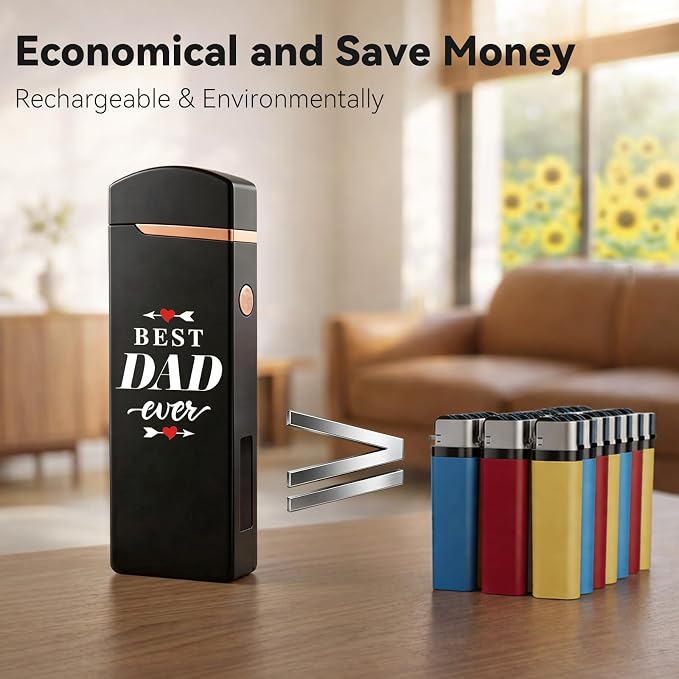 Coquimbo Fathers Day Dad Gifts from Daughter Son Wife: Electric Lighter Dad Mens Birthday Gifts, Rechargeable Windproof Flameless Dual Arc Plasma Lighters