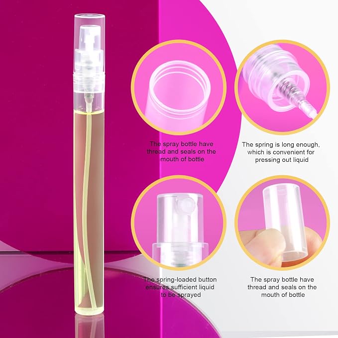 Teenitor Mini Spray Bottle 20PCS, 10ml Perfume Bottle Empty Perfume Atomizer, Plastic Perfume Travel Refillable Sample Bottle, Fine Mist Spray Bottles