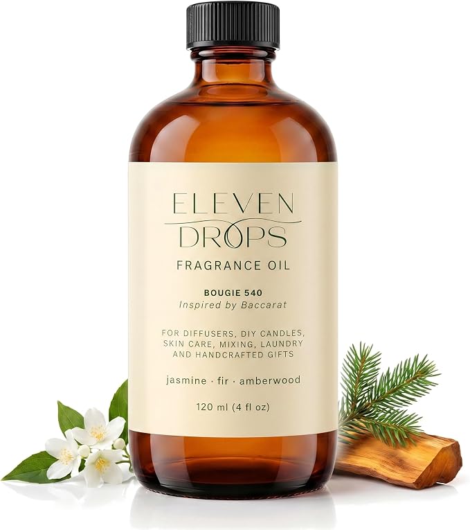 Bougie 540 Fragrance Oil | Jasmine, Fir & Amberwood Notes | Long Lasting Scent Reed Diffuser Oil for Home, Office, Hotel, Spa, Car & Linen Spray | Pet Friendly IFRA Compliant, 4 oz