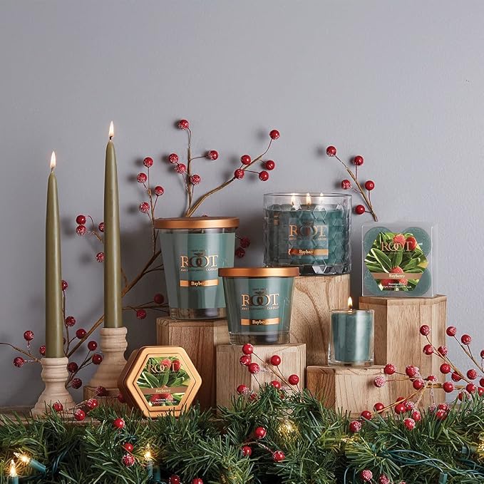 Root Candles Holiday Scented Candles Honeycomb Veriglass Premium Handcrafted Beeswax Blend Candle, Small, Bayberry