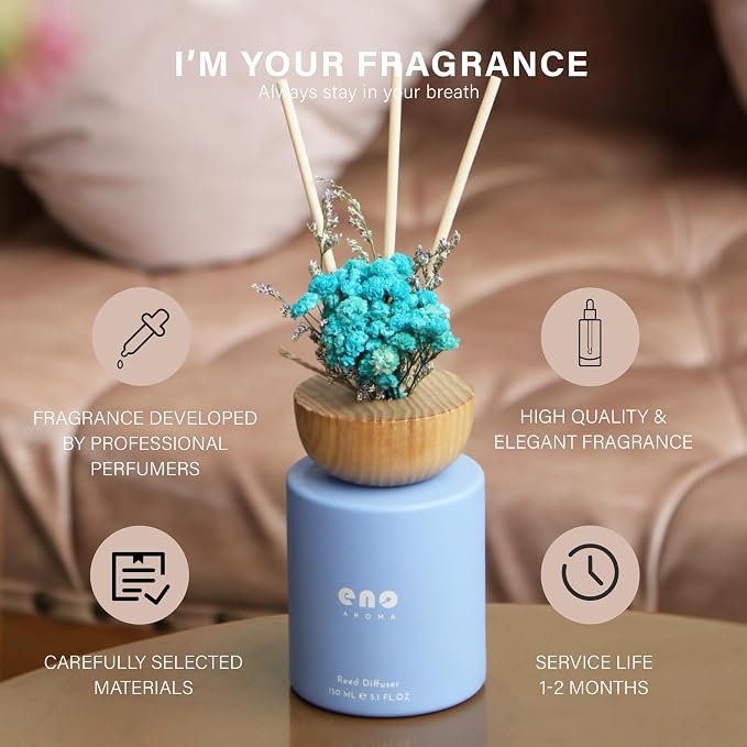 Reed Diffuser Set with Dried Flowers, 5.1 fl oz / 150ml, Morning Garden - Home Fragrance Diffuser with Sticks for Bathroom Shelf Decor, Bedroom, Office & Gift