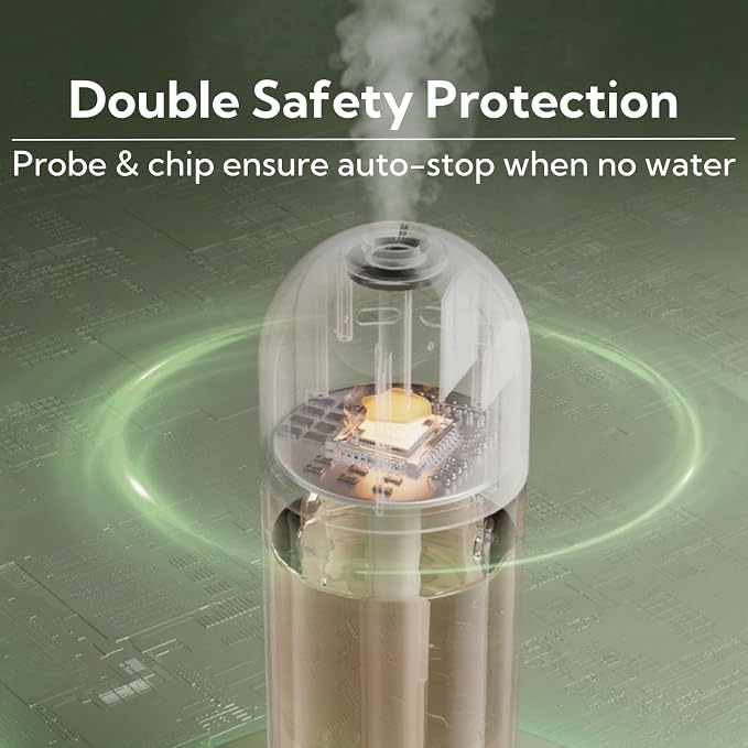 Portable Small Humidifier Dual Nozzle - Large Cool Mist Humidifiers Double Spray Ports, Water Shortage Protection, Ultra-Quiet, Mini Humidifier for Bedroom Plants Office Car Travel (P05)