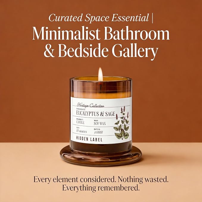 Eucalyptus & Alpine Sage Candle, 10oz Non Toxic Soy Candle in Clear Bell Jar, 55-Hour Clean Burn | Mountain Fresh Aromatherapy, Laboratory Aesthetic Home Décor, Luxury Gift for Clean Living